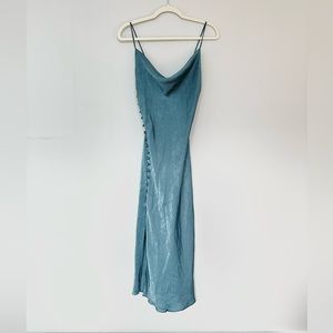 Zara Teal Silk Dress XS